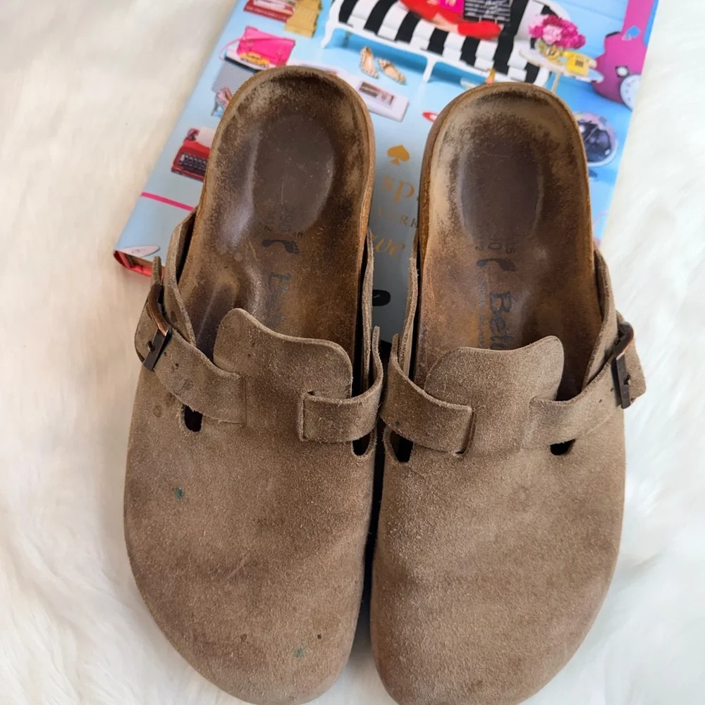 Birkenstock Tan Suede Men's Buckle Sandals